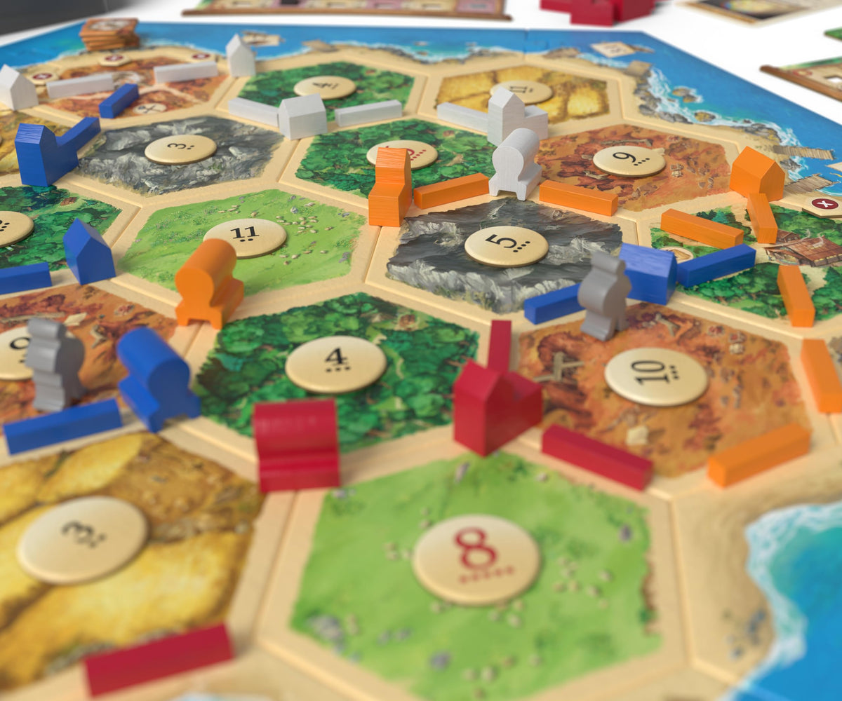 CATAN expansion map artwork highlighting new territories and rivers