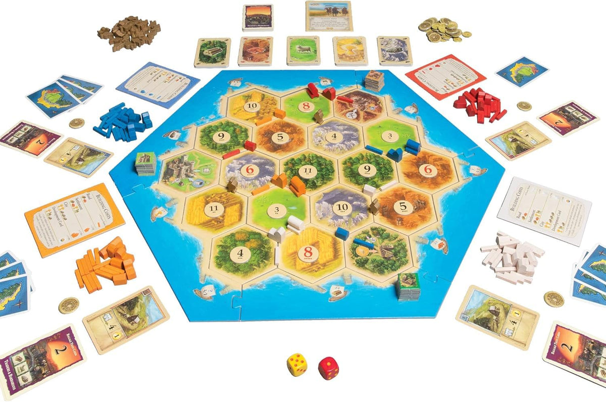 CATAN Traders & Barbarians expansion wooden pieces provide tactile depth for every session.