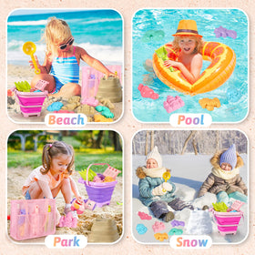 CatchCute foldable buckets shown packed flat for travel convenience.
