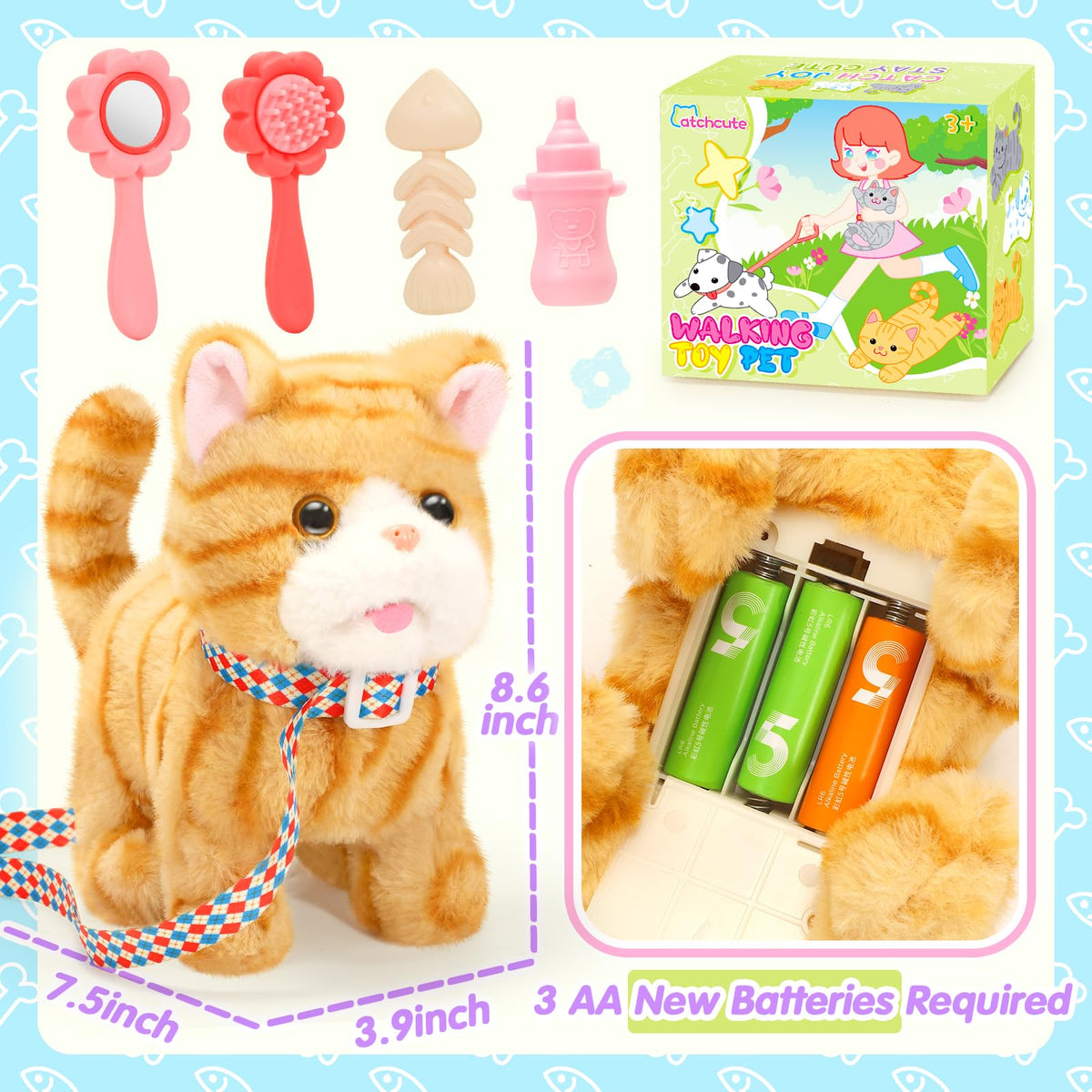 CatchCute plush cat meowing feature adds lifelike charm for storytelling.