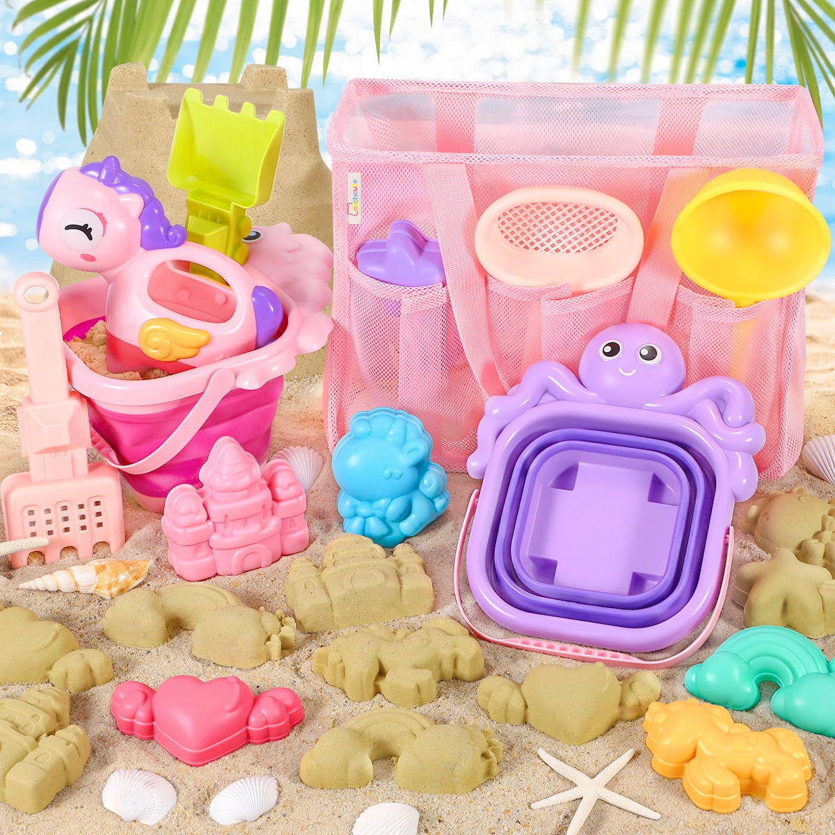 CatchCute sand toy set with shovel and rake for creative beach builds.