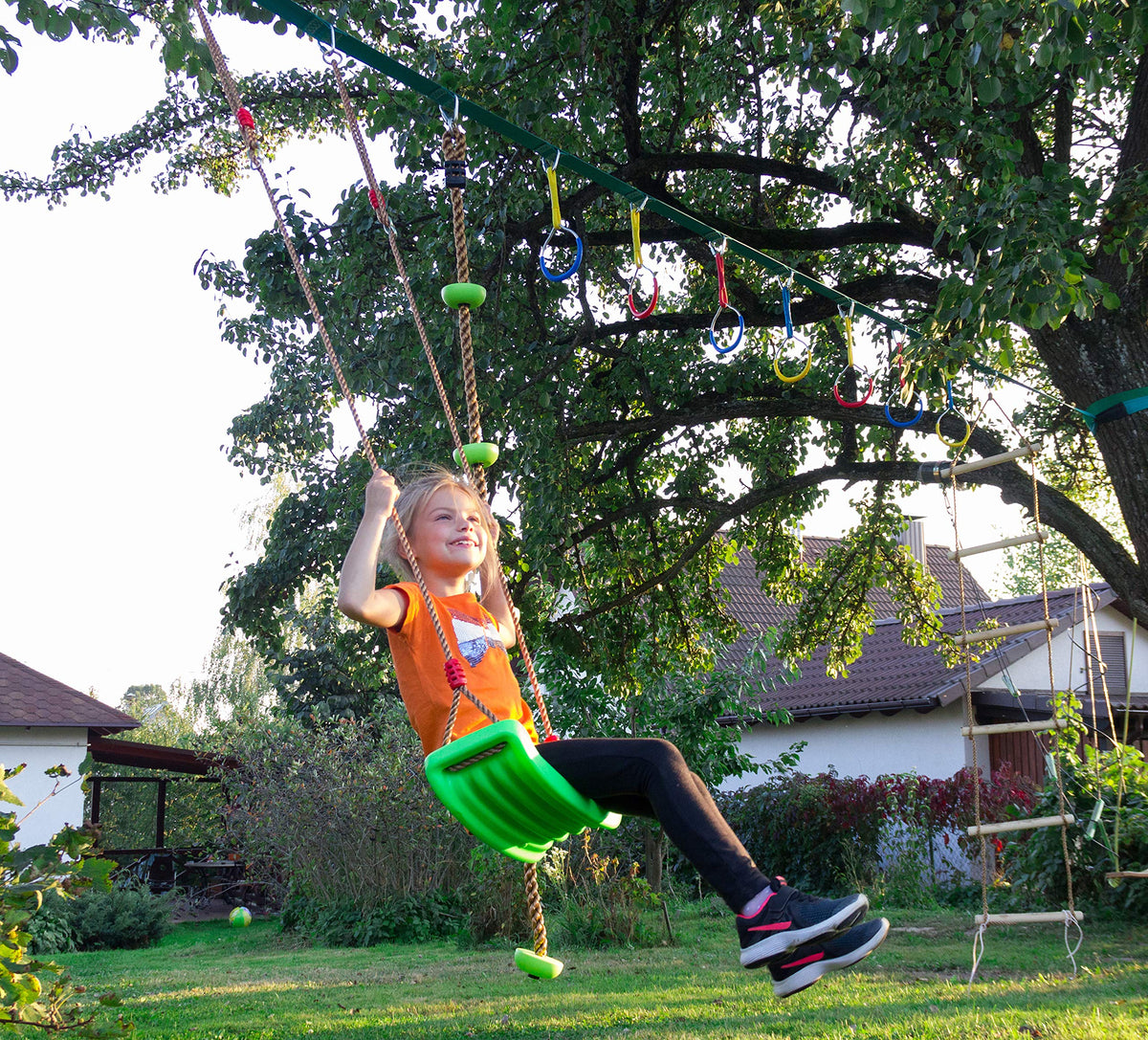 Cateam swing supports kids and adults for enjoyable backyard play.