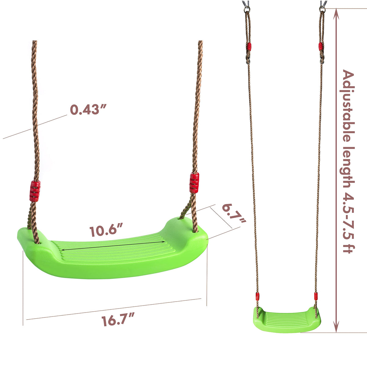 Cateam triangle carabiners included for quick, sturdy installation.
