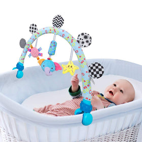 Caterbee Travel Arch Bassinet Elephant: secure clip keeps baby entertained on the go.