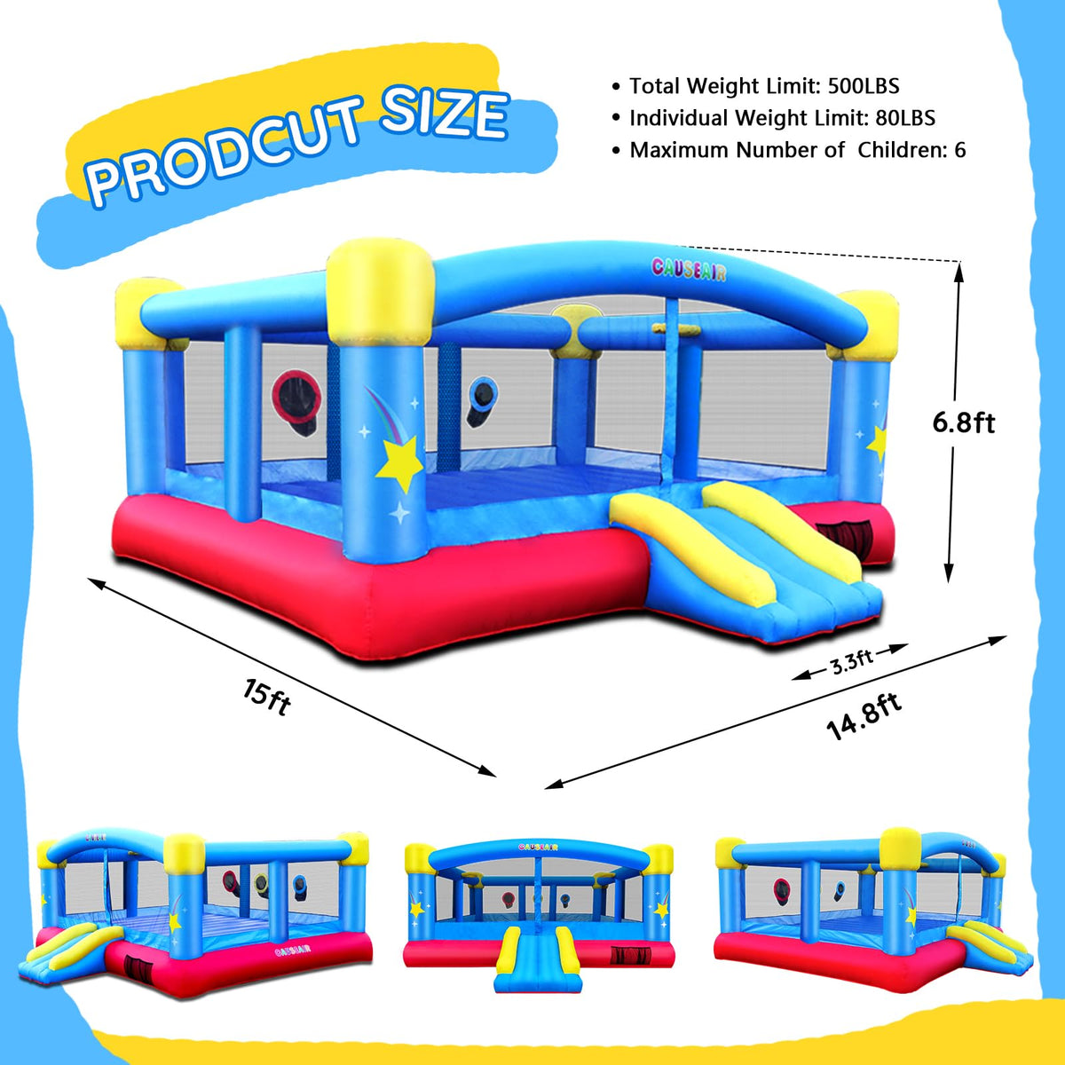 Causeair big bounce house throw ball game adds interactive group entertainment