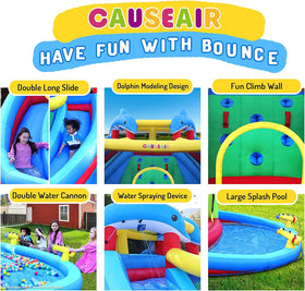 Causeair double water slides for active racing and splash moments.