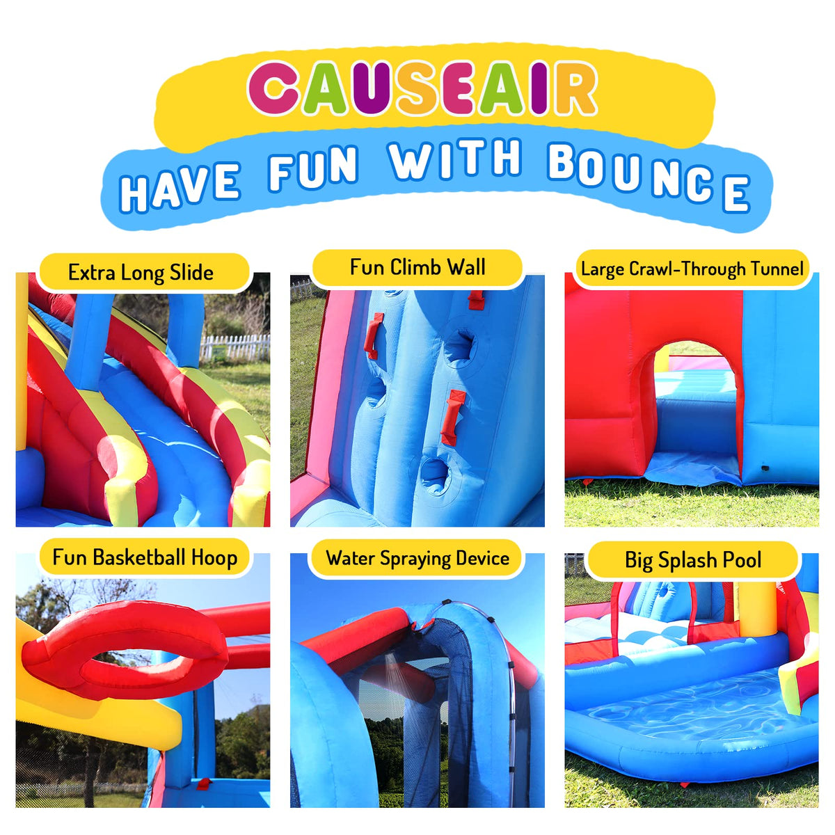 Causeair Giant Bounce House with basketball hoop for friendly competition