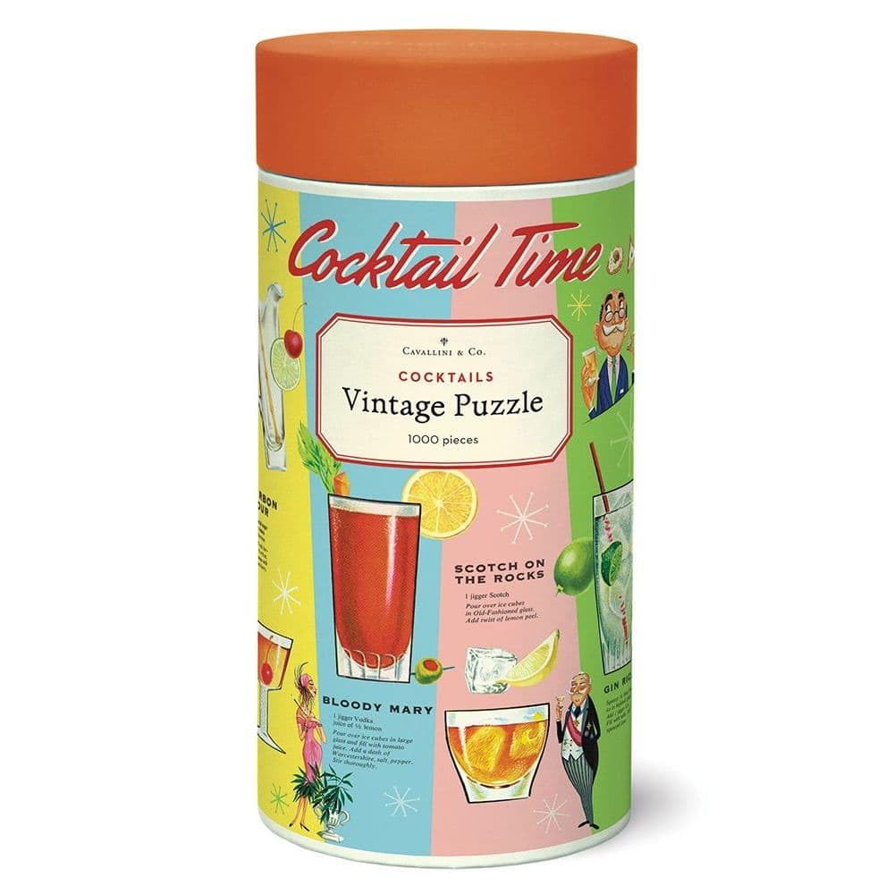 Cavallini 1000-piece puzzle featuring vintage cocktails for relaxing evenings.