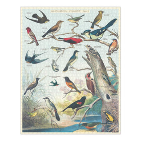 Cavallini & Co Audubon Birds 1000-piece puzzle box and muslin bag in a classic wrap design