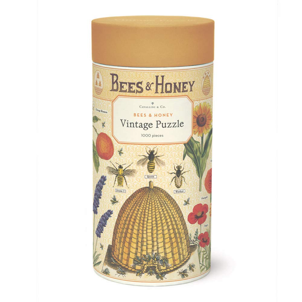 Cavallini & Co Bees & Honey puzzle packaging tube with vintage artwork