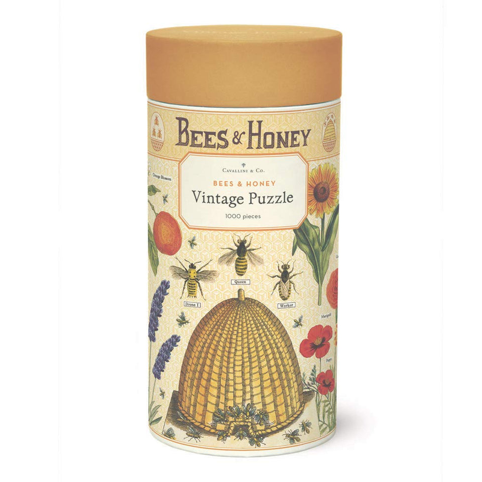 Cavallini & Co Bees & Honey puzzle packaging tube with vintage artwork