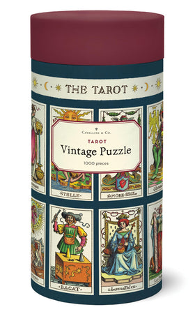 Cavallini & Co Tarot 1,000-piece puzzle box with vintage artwork for mindful puzzling.
