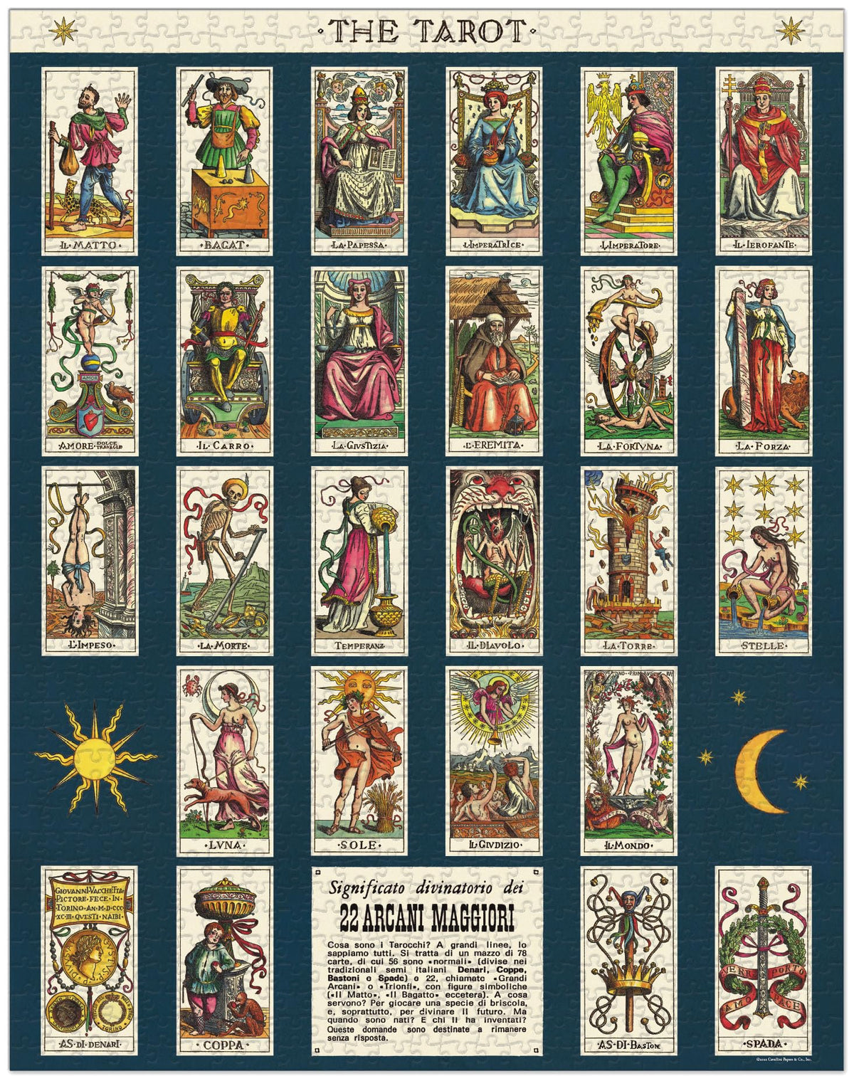 Cavallini & Co Tarot 1,000-piece puzzle tube packaging ready for gifting.