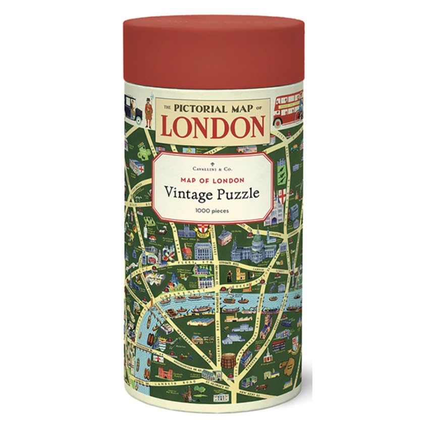 Cavallini London map puzzle featuring a vintage cartography design for immersive assembly