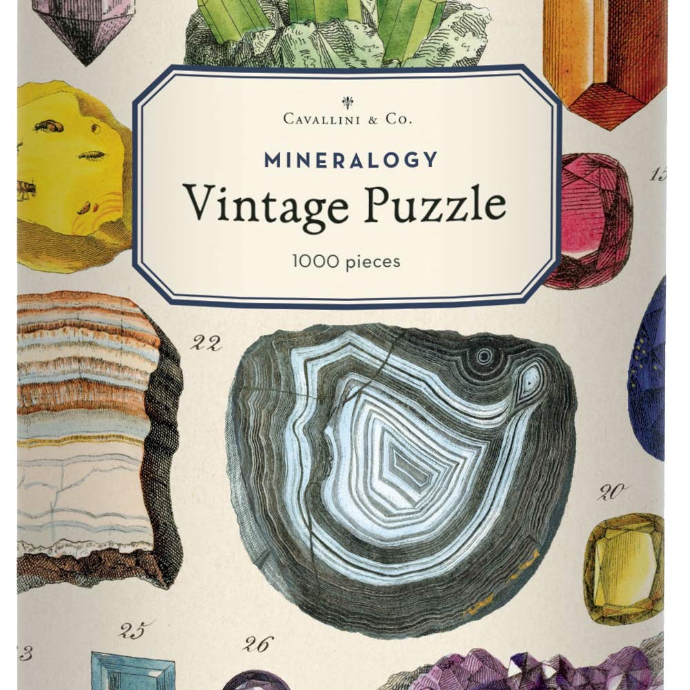Cavallini & Co. Mineralogie puzzle in tube packaging, gift-ready presentation.
