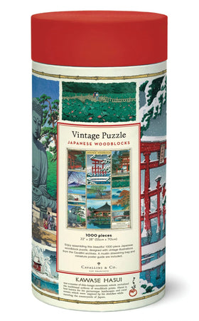 Cavallini muslin bag and tube packaging protects the puzzle during storage.