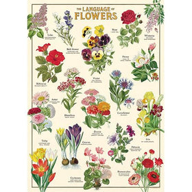 Cavallini language of flowers puzzle mini poster guide inside supports easy assembly and reference.