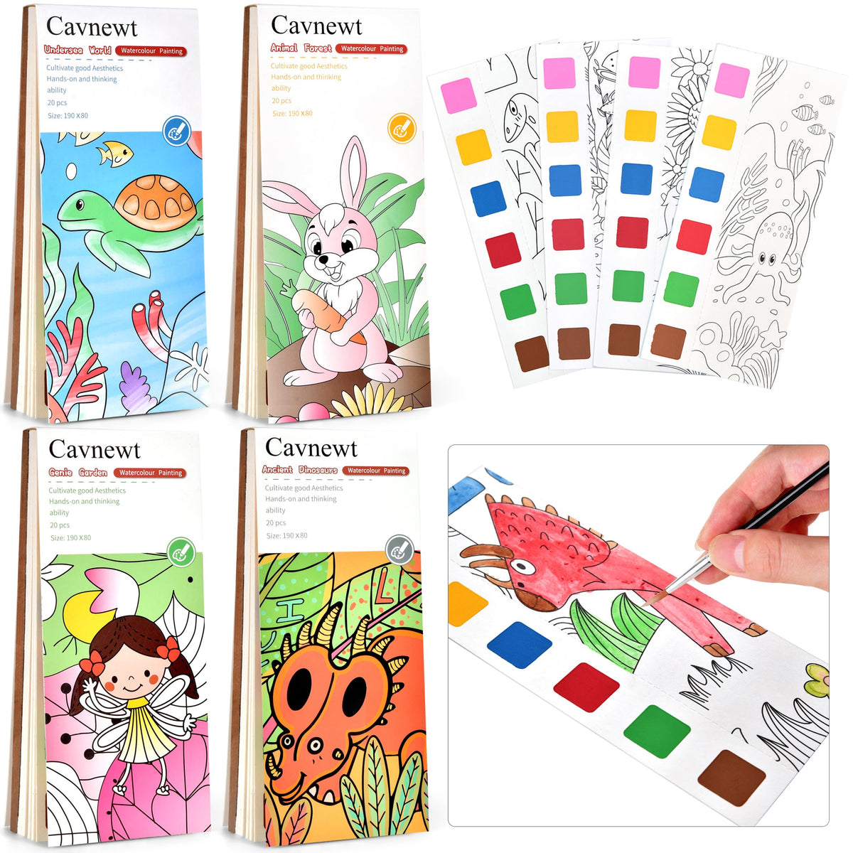 Cavnewt mini paint pad pocket set for travel with mess-free coloring