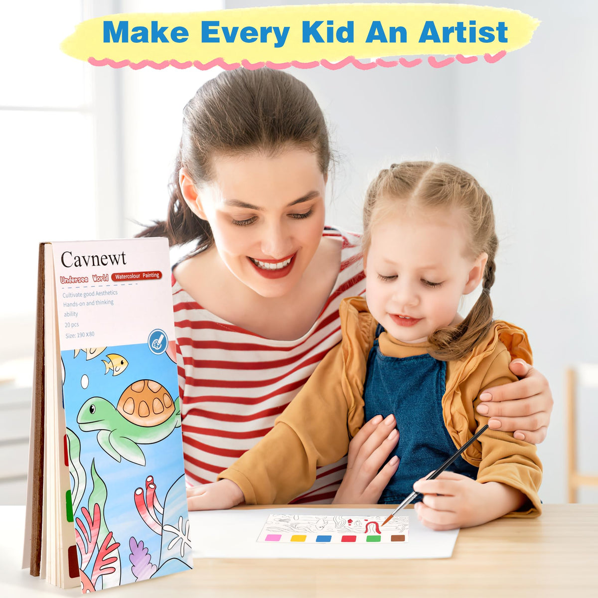 Cavnewt pocket paintbook for kids with thick bleed-proof pages