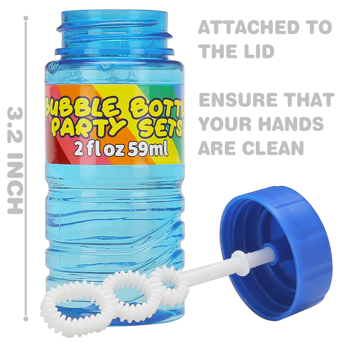 Cawiew bubble wand attached to lid for easy blowing