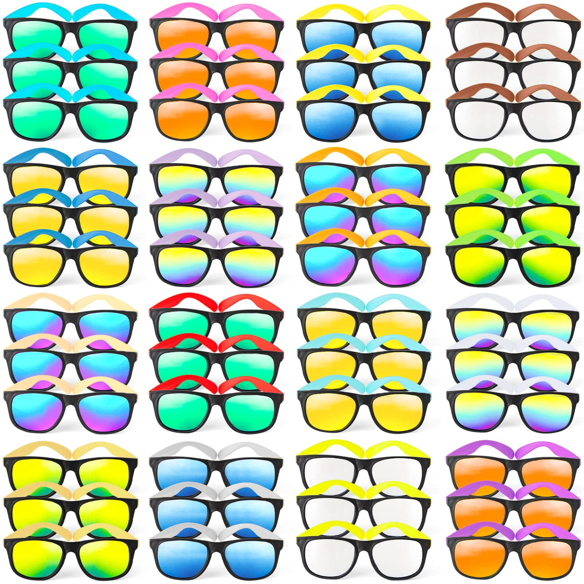 Cawiew neon-colored sunglasses 48-pack for party favors and gifts.