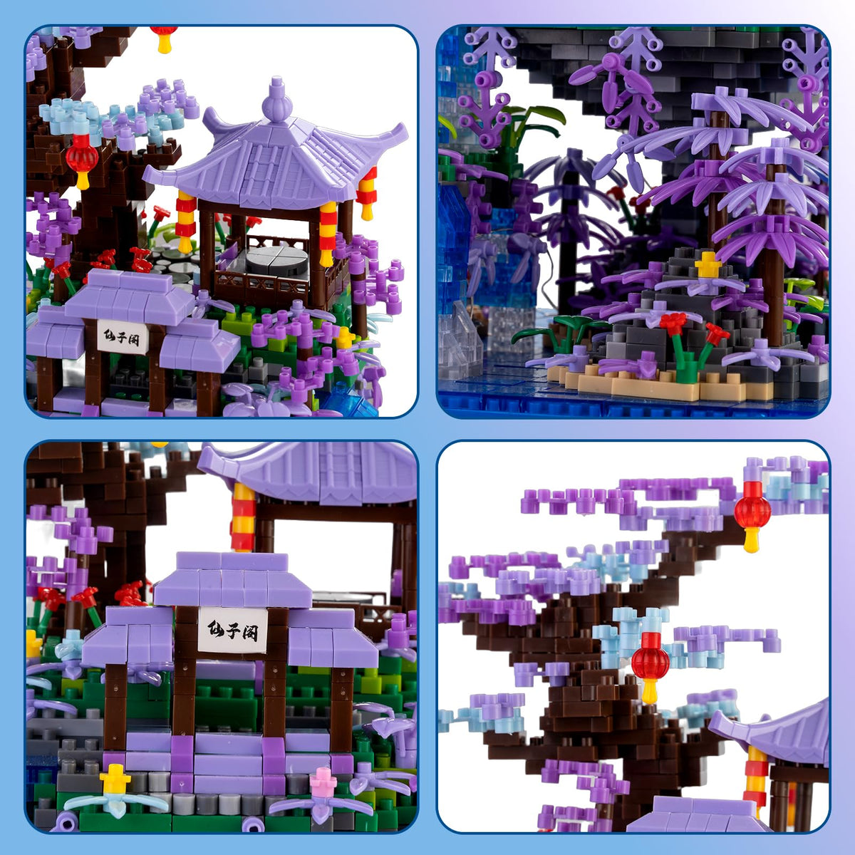 CAXIMSY Peach Blossom Pond waterfalls and peach trees create a serene scene.