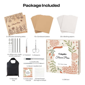 Bonus drying envelopes help organize extra pressed flowers