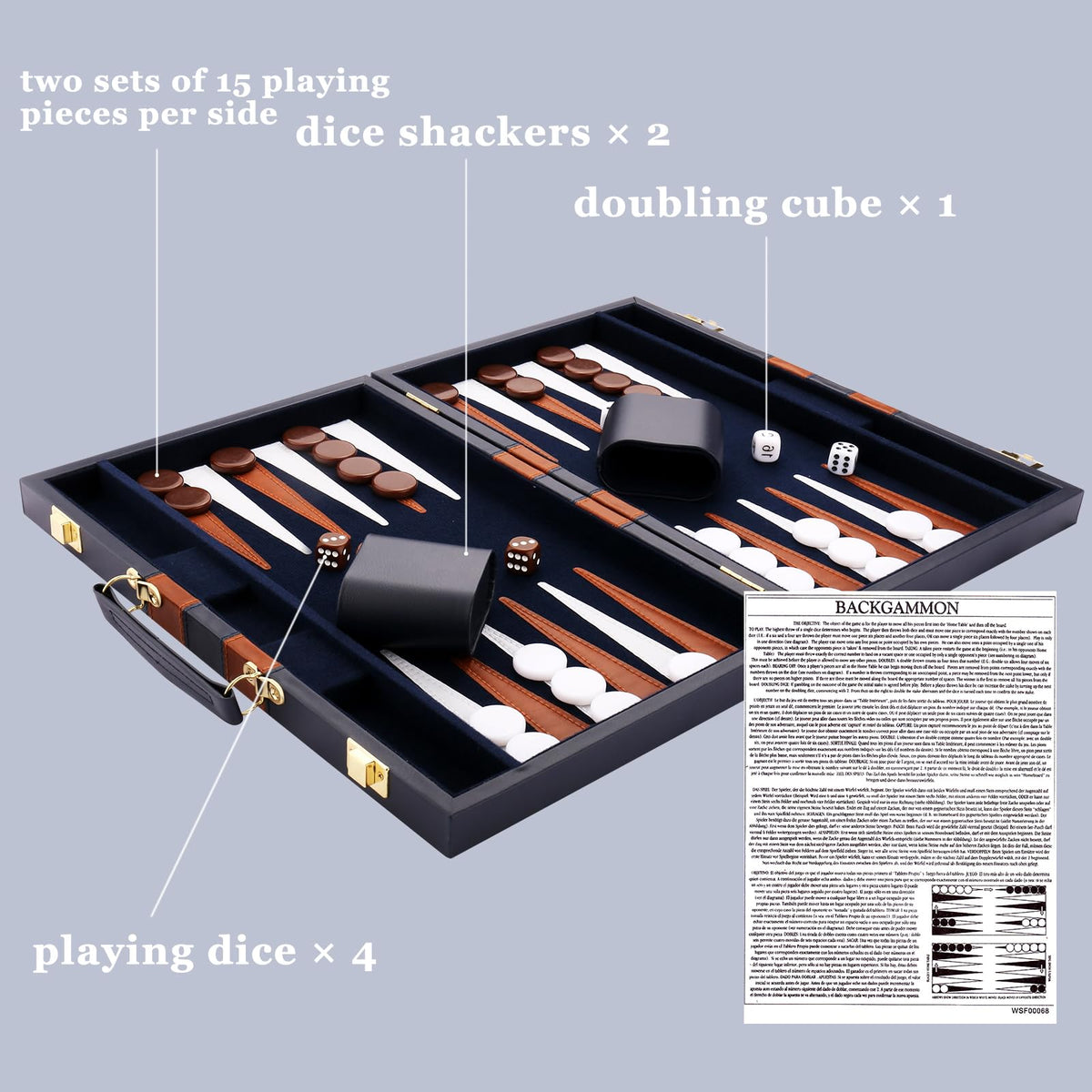 CAYOULR Backgammon board with felt playfield offers smooth play.