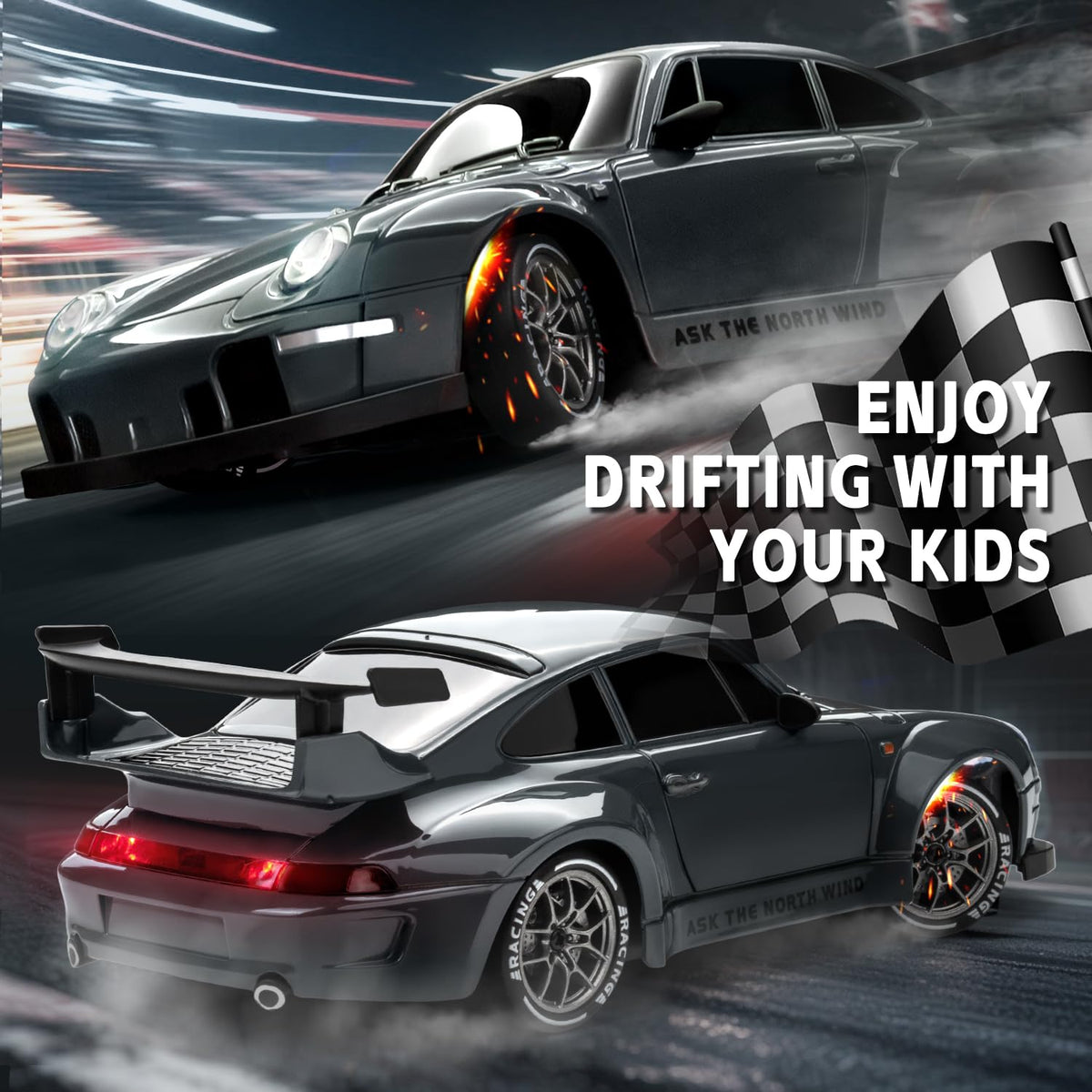 Cayrzeth RC Drift Car remote control with 2.4GHz precision for multi-car racing.