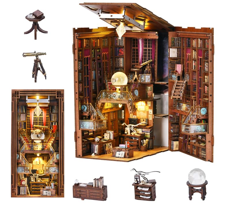 CCCDF Beyond Library Book Nook Kit with LED lights illuminates your shelf in warm, magical glow.