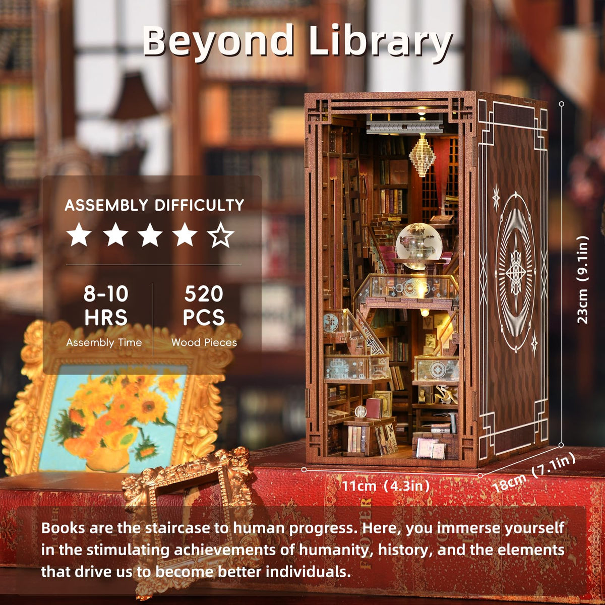 CCCDF Beyond Library Book Nook Kit's soft glow adds ambiance to home or office spaces.