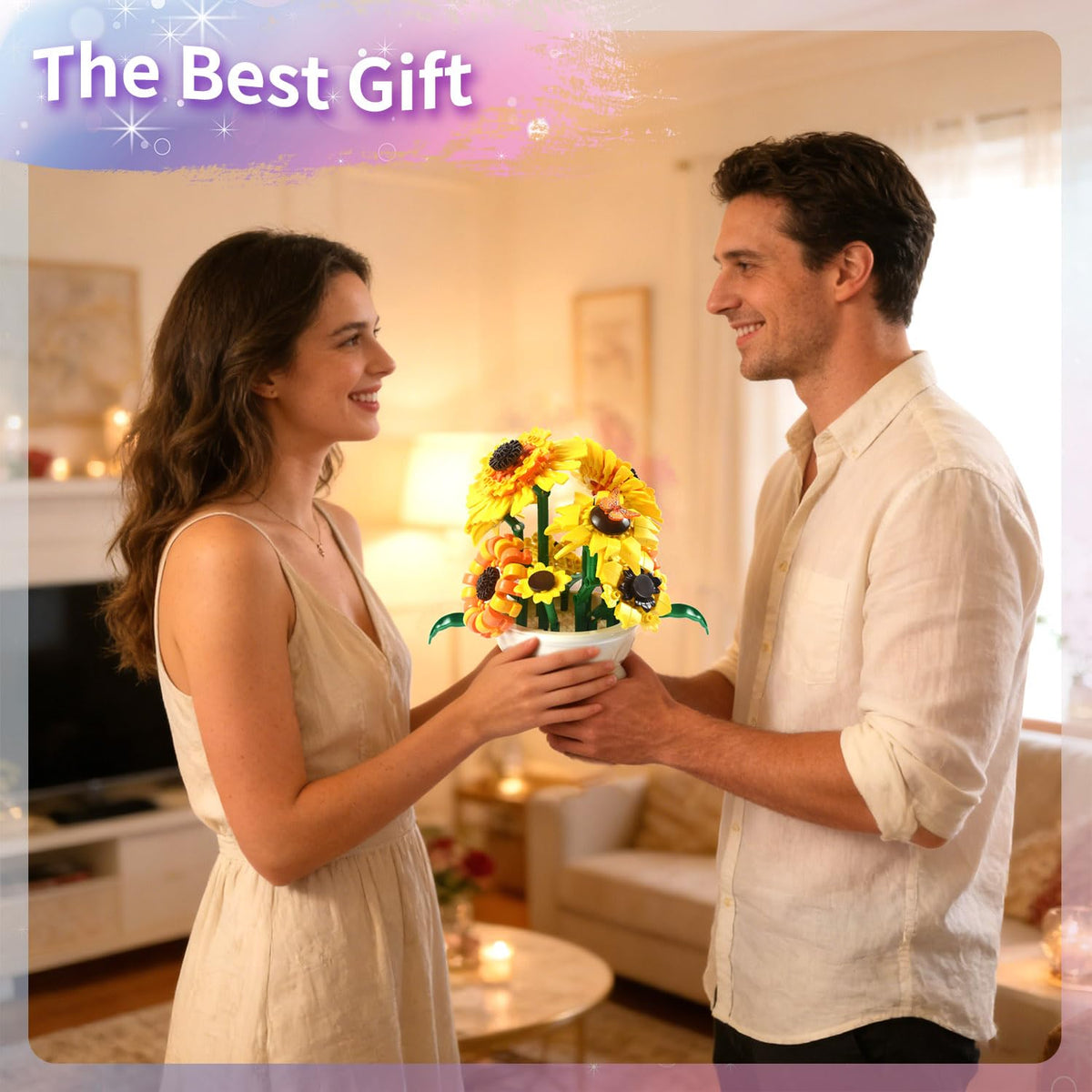 CDIVEFTN sunflower bouquet with vase showing two elegant display styles.