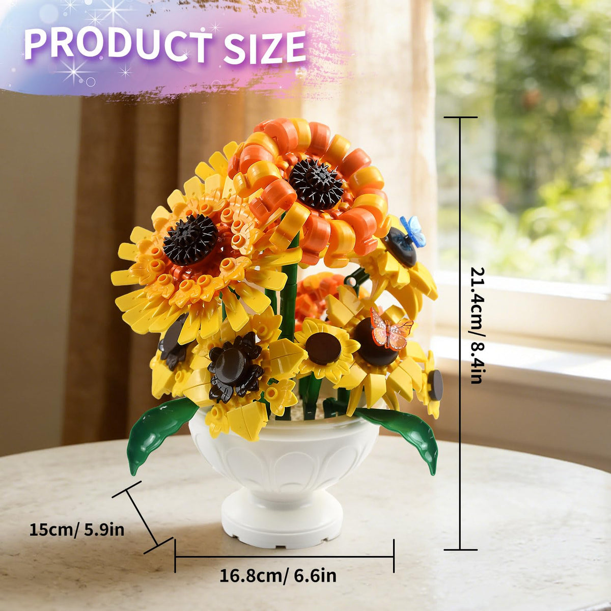 CDIVEFTN Van Gogh-inspired sunflower blocks with artful detail for decor.