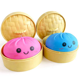 CDVFTGH dumpling squishies in a steamer basket ready for playful stress relief at work.