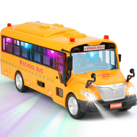 Cd ymkf yellow school bus toy front view for imaginative play and storytelling.