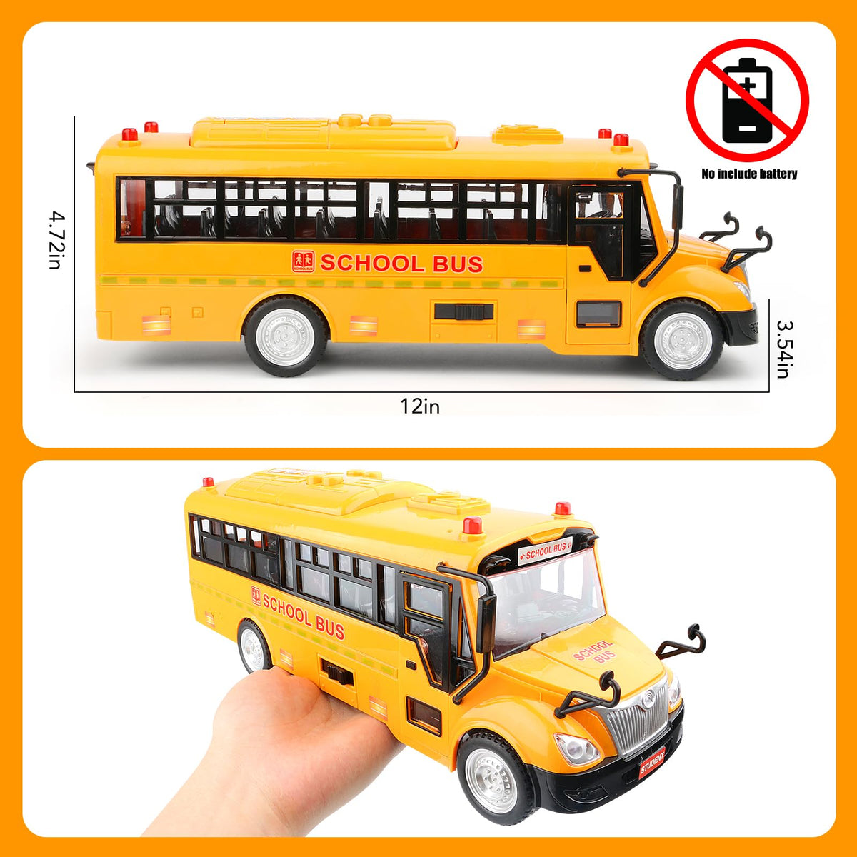 Cdymkf yellow school bus toy light accents indicate colorful LEDs in action.