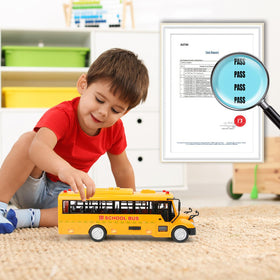 Cd ymkf yellow school bus toy wheels glide smoothly on floors.