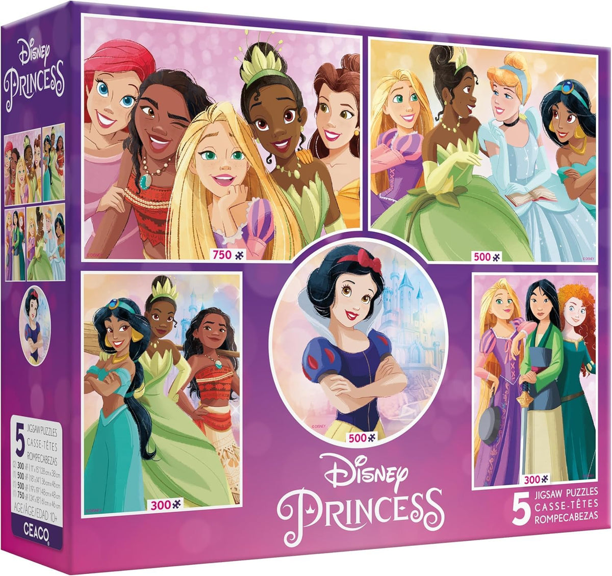 CEACO Disney Princess 5-in-1 300-piece puzzle close-up with princess scene for mindful focus