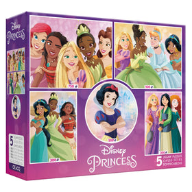 CEACO Disney Princess 5-in-1 round 500-piece puzzle cover image for family puzzle night