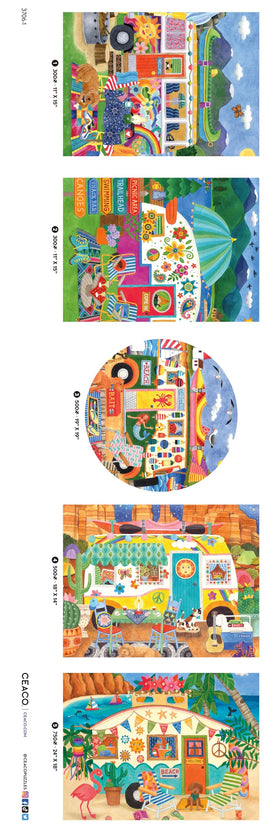 Ceaco Happy Camper 500-piece puzzle front reveals vivid scenery.
