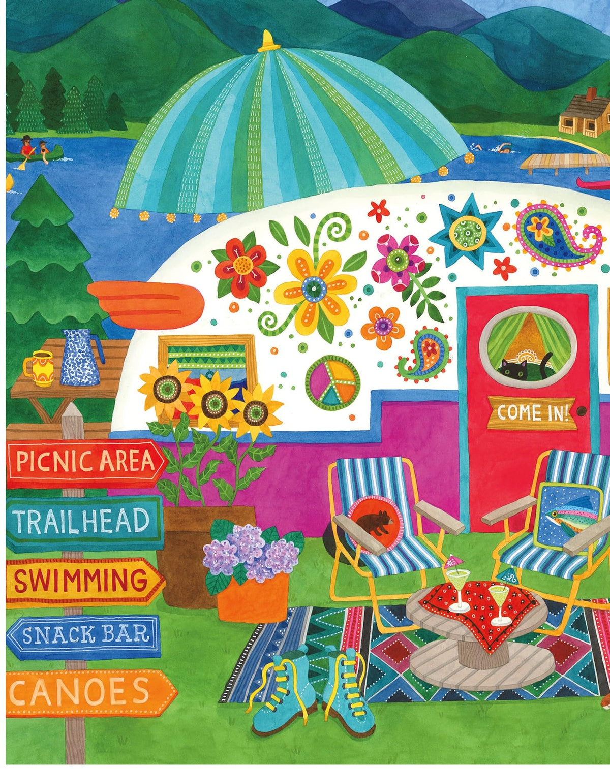Ceaco Happy Camper colorful imagery invites exploration and joy.