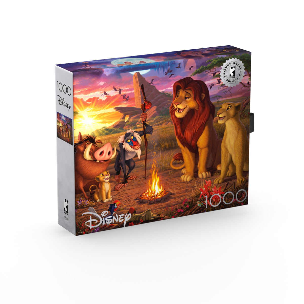Ceaco Silver Select Lion King firelight scene puzzle for cozy family evenings.