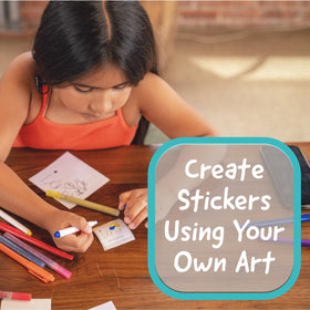 CEACO Sticker Maker with sticker rolls in-use for colorful projects.