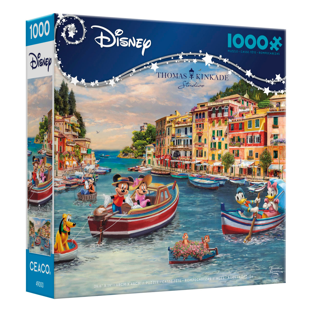 Ceaco Thomas Kinkade Mickey Minnie Italy puzzle poster included for reference during assembly