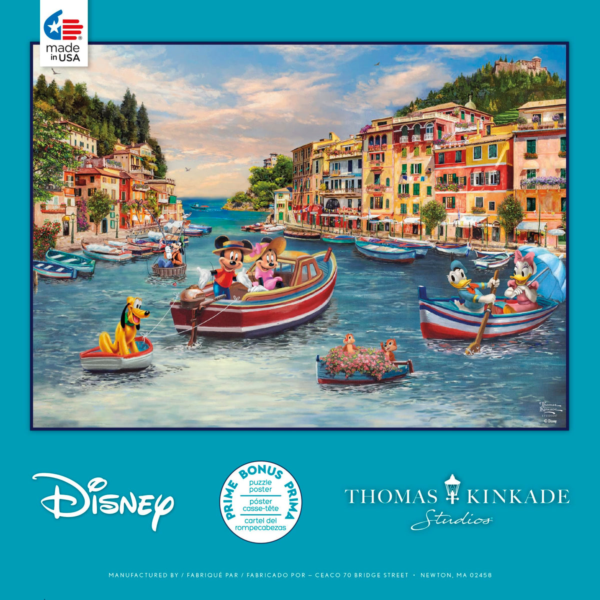 Ceaco Thomas Kinkade Mickey Minnie Italy puzzle detail view for art appreciation during puzzling