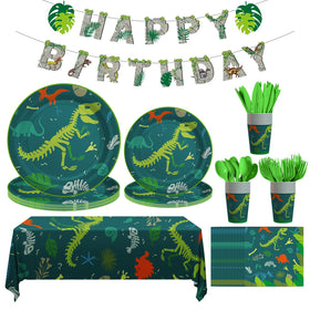 Cecnamt dinosaur banner displaying HAPPY BIRTHDAY for festive parties.
