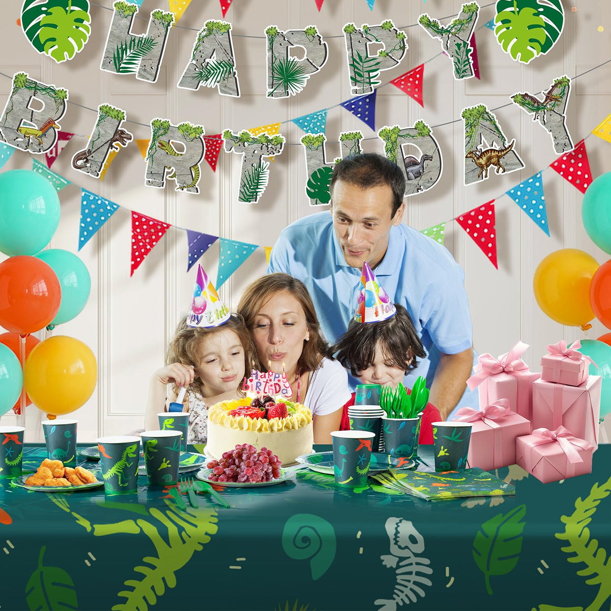 Cecnamt dinosaur tablecloth 54x108 inches waterproof and tear resistant.