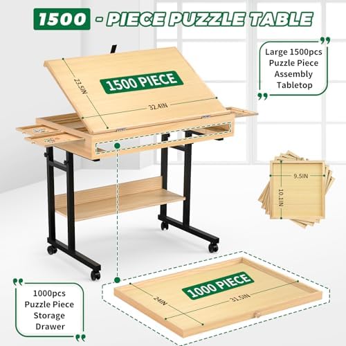 CEDARDVD Puzzle Table-M drawer storage keeps puzzles organized during assembly