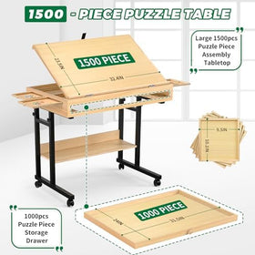 CEDARDVD Puzzle Table-M drawer storage keeps puzzles organized during assembly