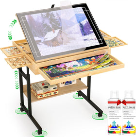 CEDARDVD Puzzle Table-M front view highlights a large tilting surface for 1000–1500 piece puzzles